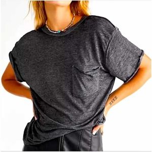 Free People Vella Grunge Tee Black - NWOT